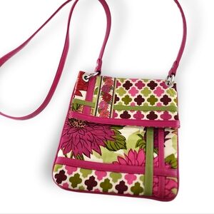 Vera Bradley Patchwork Crossbody Bag Quilted Flipster Floral Green